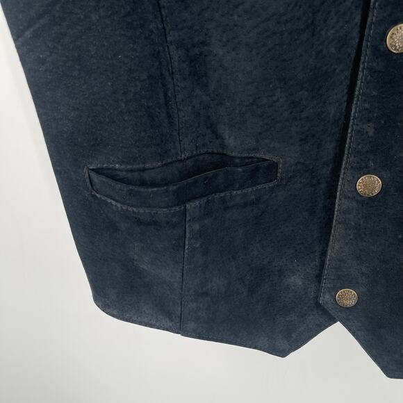 VINTAGE Vest Medium Leather John L. Blair Personal Choice Black Western Country - Picture 9 of 11